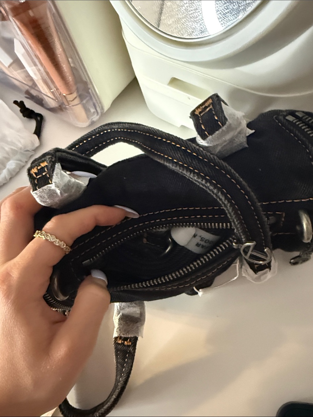 Telfar Small Denim Duffle - Black - Picture 3 of 4